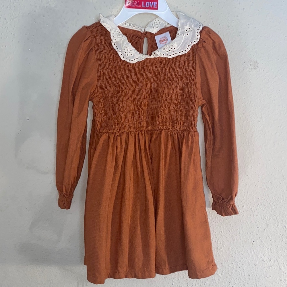 Wonder Nation Terracotta Dress with Lace Collar